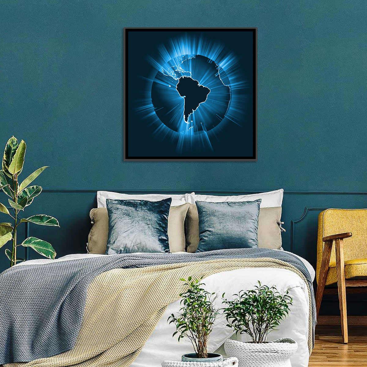 Glowing South America Map Wall Art