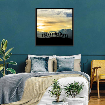 Golden Team Silhouettes at Sunset Wall Art