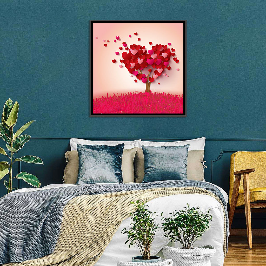 Whimsical Heart Tree Illustration Wall Art