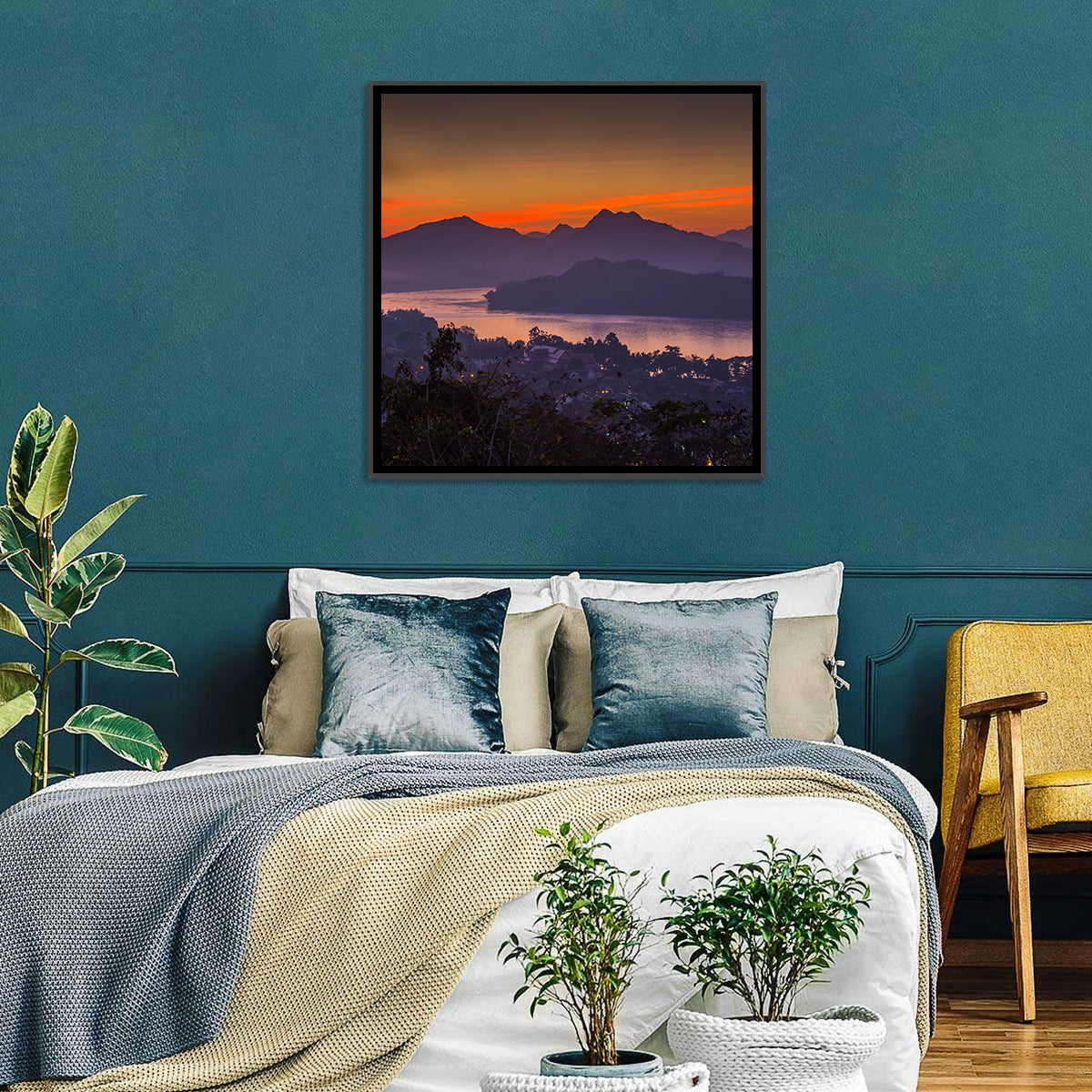 Luang Prabang Sunset Over Mekong Wall Art