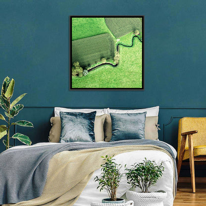 Meandering Stream Over Farmland Wall Art