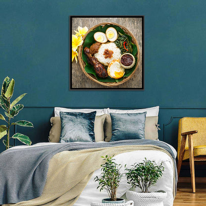 Nasi Campur in Woven Basket Wall Art