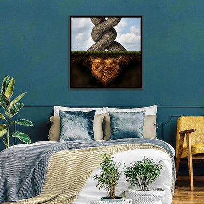 Intertwined Trees with Heart-shaped Roots Wall Art