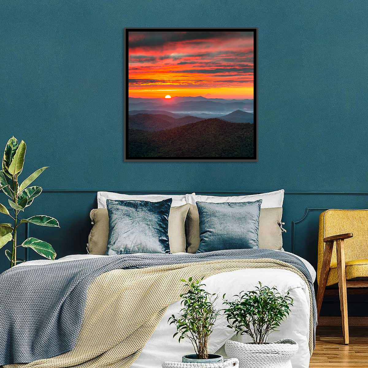Blue Ridge Sunrise Over Misty Ridges Wall Art