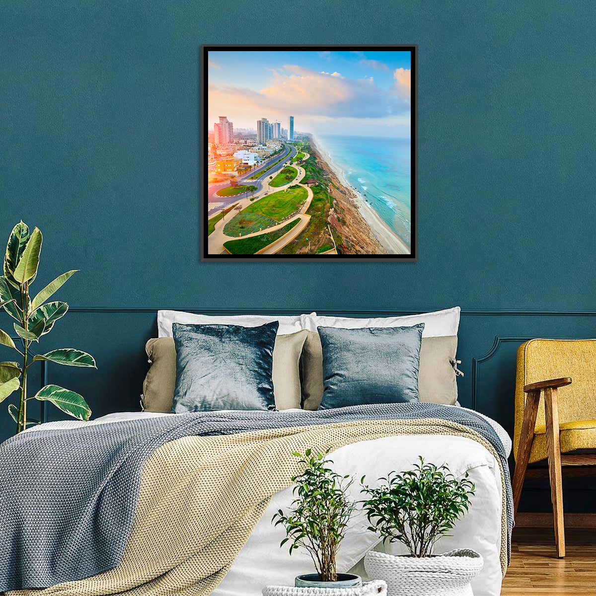 Netanya Coastline at Golden Hour Wall Art
