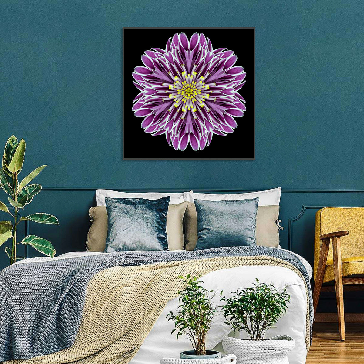 Kaleidoscopic Pink Floral Mandala Wall Art