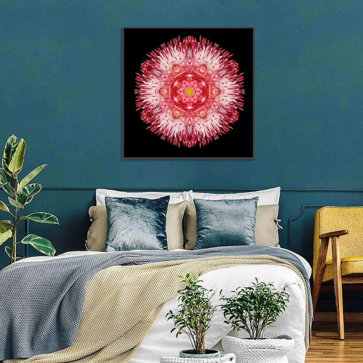 Magenta Chrysanthemum Star Mandala Wall Art