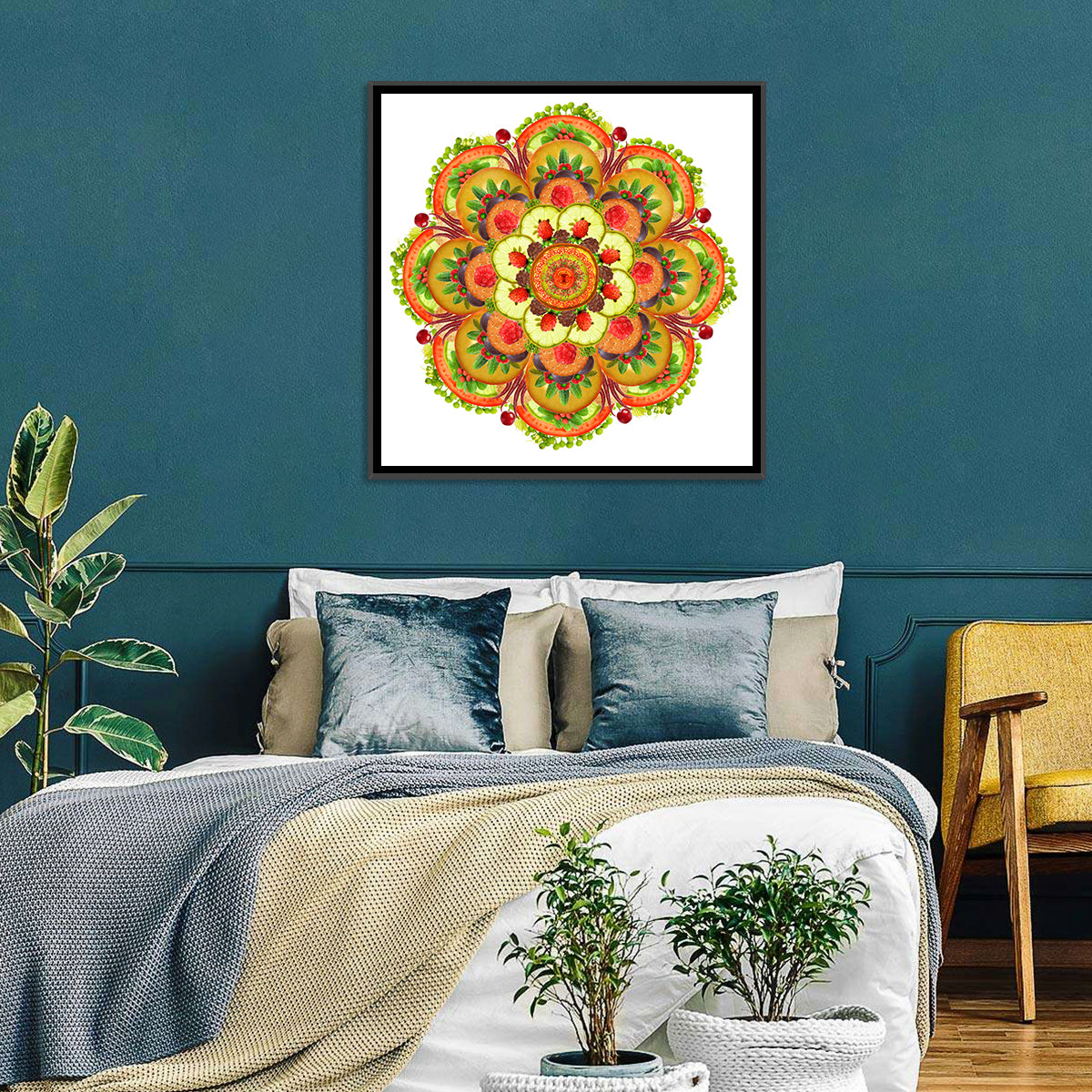 Vegetarian Pizza Mandala Wall Art in a room, square