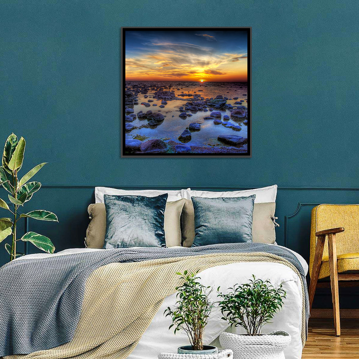 Sea Stones at Sunset Wall Art