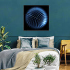 Glowing Blue Textured Sphere Wall Art