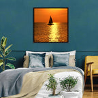 Sailboat Silhouette at Golden Sunset Wall Art