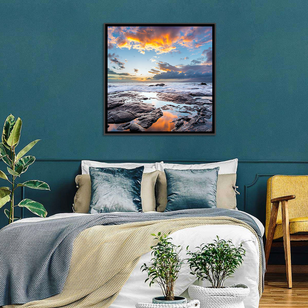 Sunset Over Volcanic Shore Wall Art