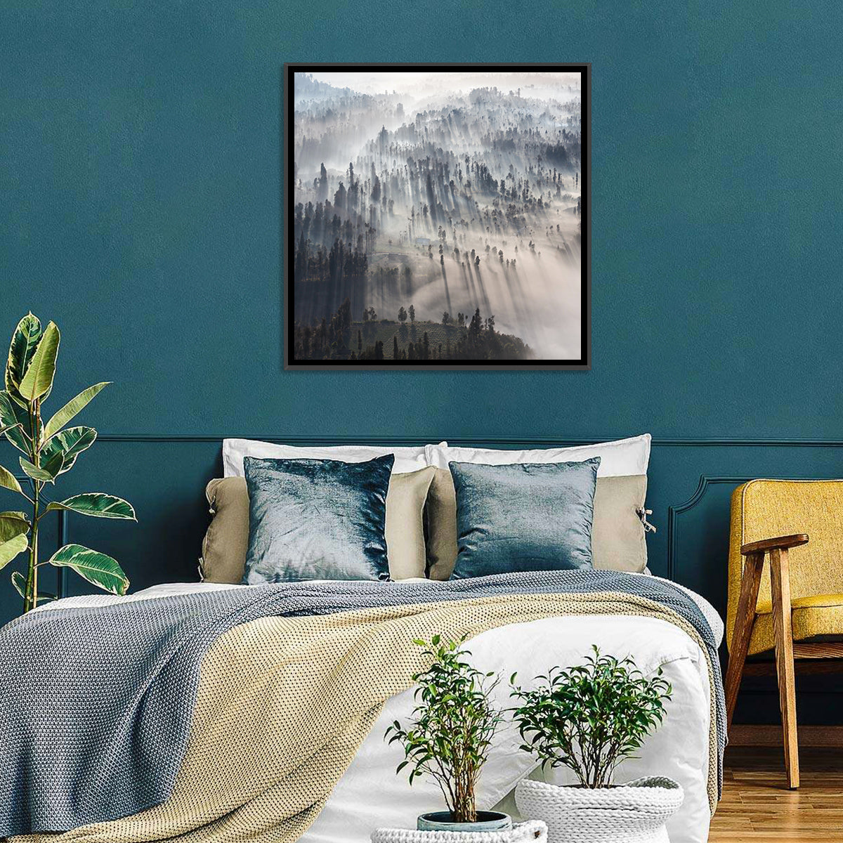 Misty Forest Sunrise Wall Art