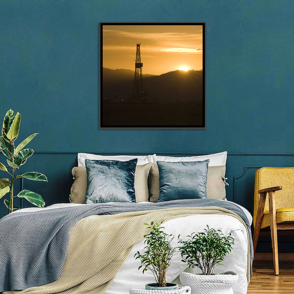 Sunrise Over Drilling Rig Wall Art