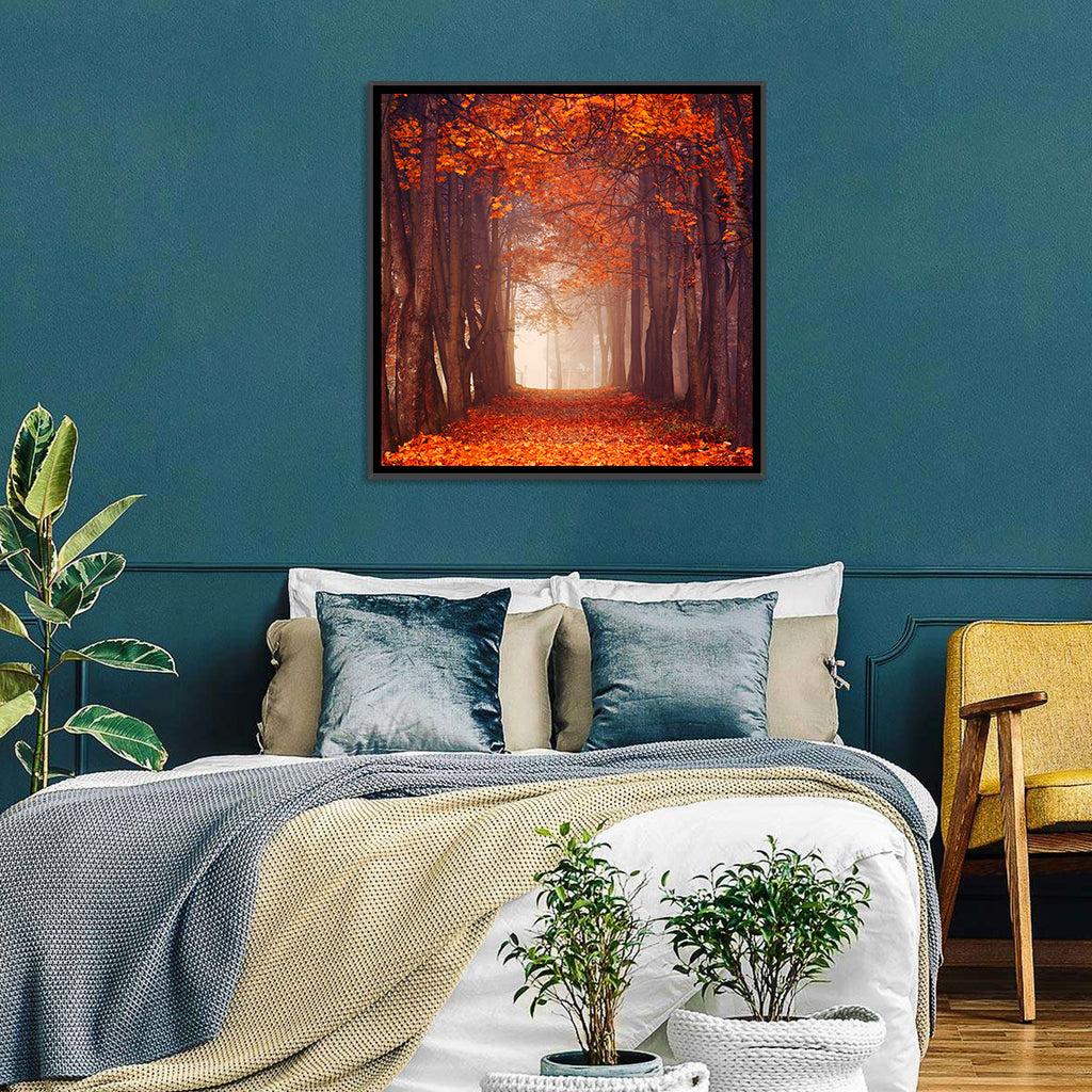 Misty Autumn Forest Path Wall Art