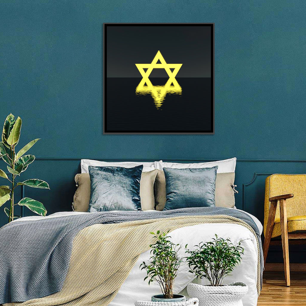 Glowing Star of David Reflection Wall Art