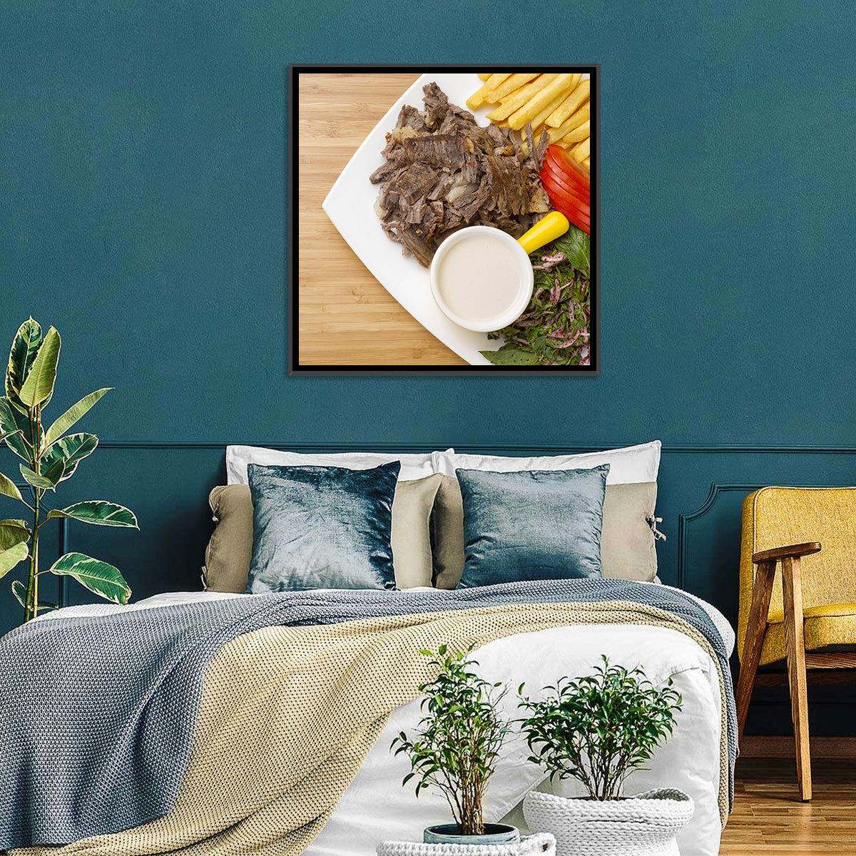 Shawarma and Fries Flat Lay Wall Art