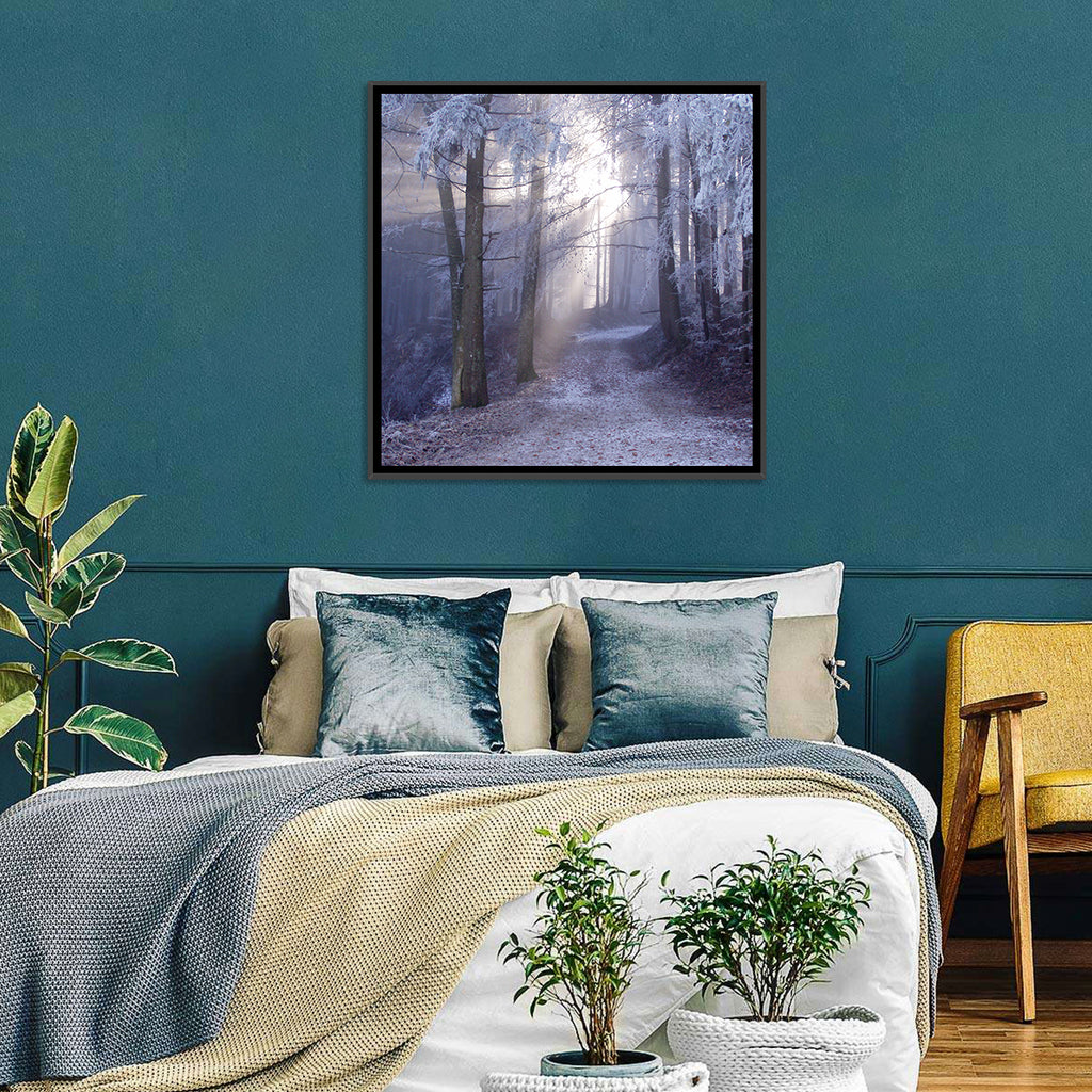 Frosted Forest Path at Dawn Wall Art