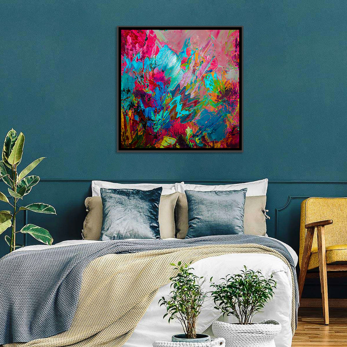 Vibrant Impasto Color Burst Abstract Wall Art