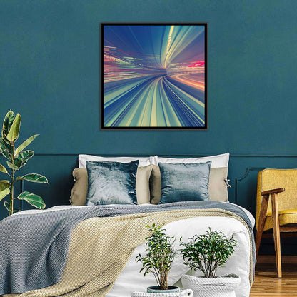 Monorail Night Light Trails Wall Art