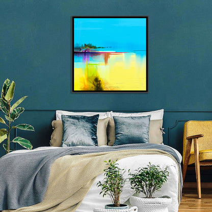 Sunlit Abstract Coastline in Spring Colors Wall Art