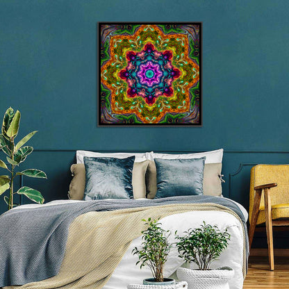Vibrant Kaleidoscopic Mandala Ornament Wall Art
