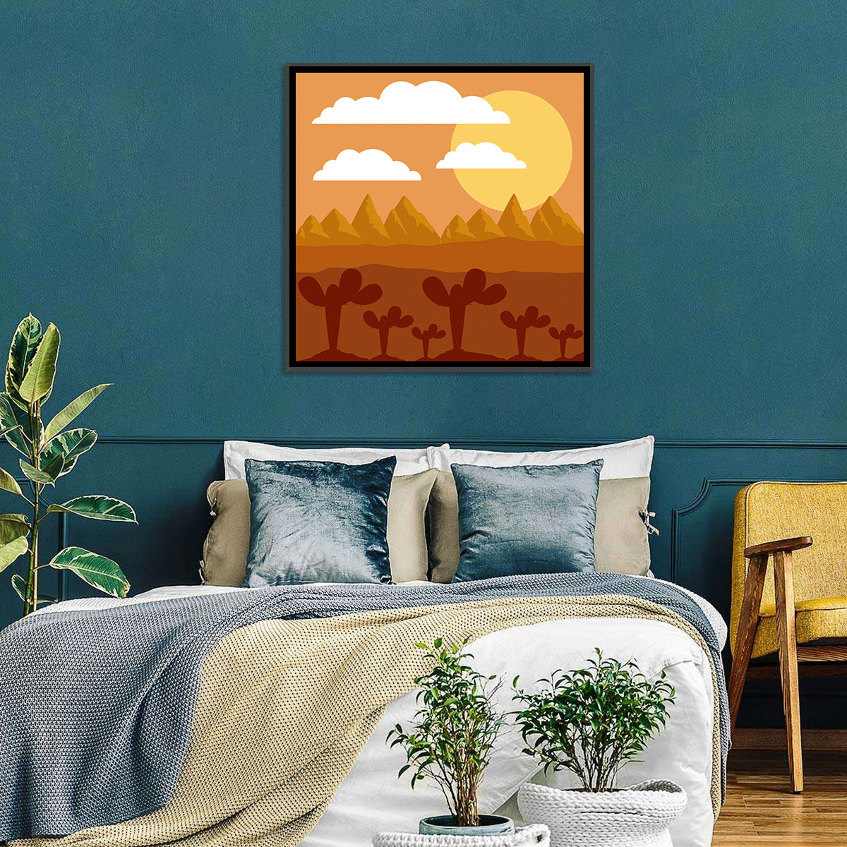 Desert Clouds Wall Art in a room, square
