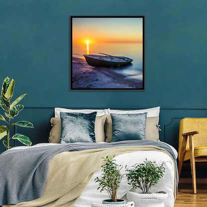 Rowboat Sunrise Seascape Wall Art
