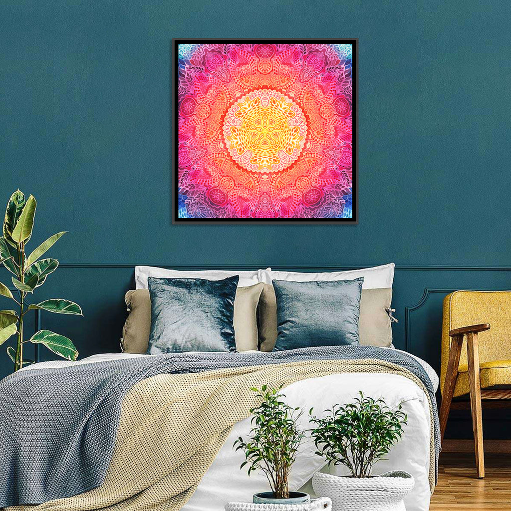 Watercolor Lace Mandala in Pink and Gold Wall Art