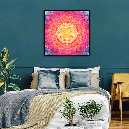 Watercolor Lace Mandala in Pink and Gold Wall Art
