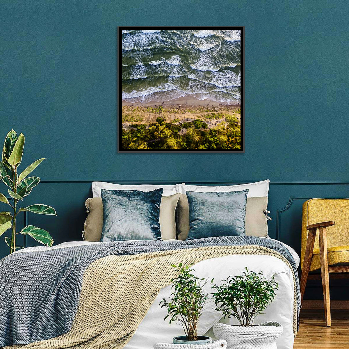 Aerial Waves Over Sandy Cliff Wall Art