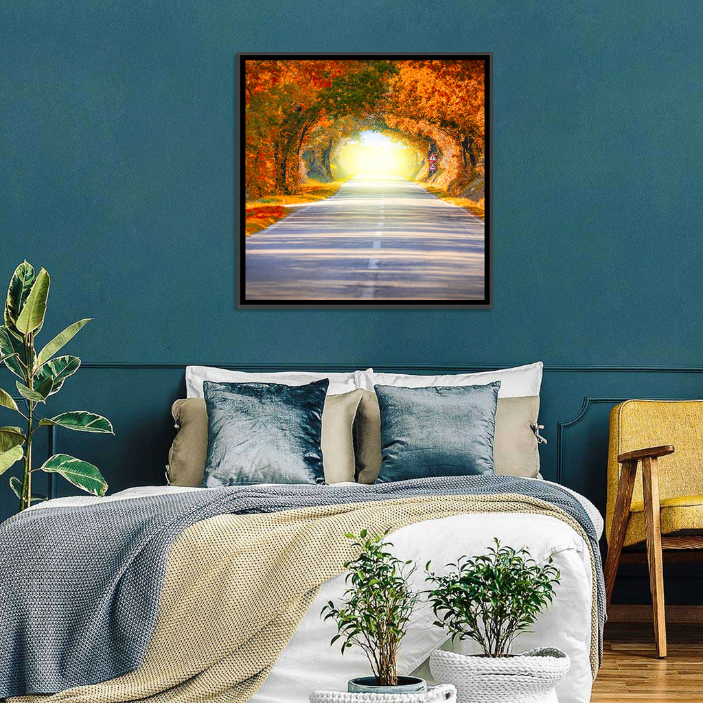 Golden Autumn Tree Tunnel Wall Art