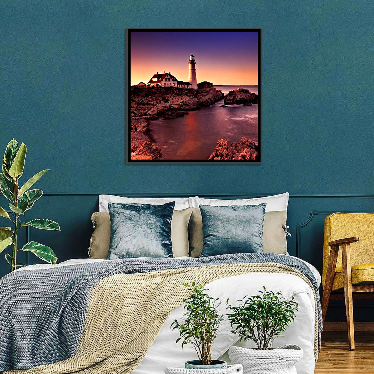 Portland Head Light at Dusk Wall Art