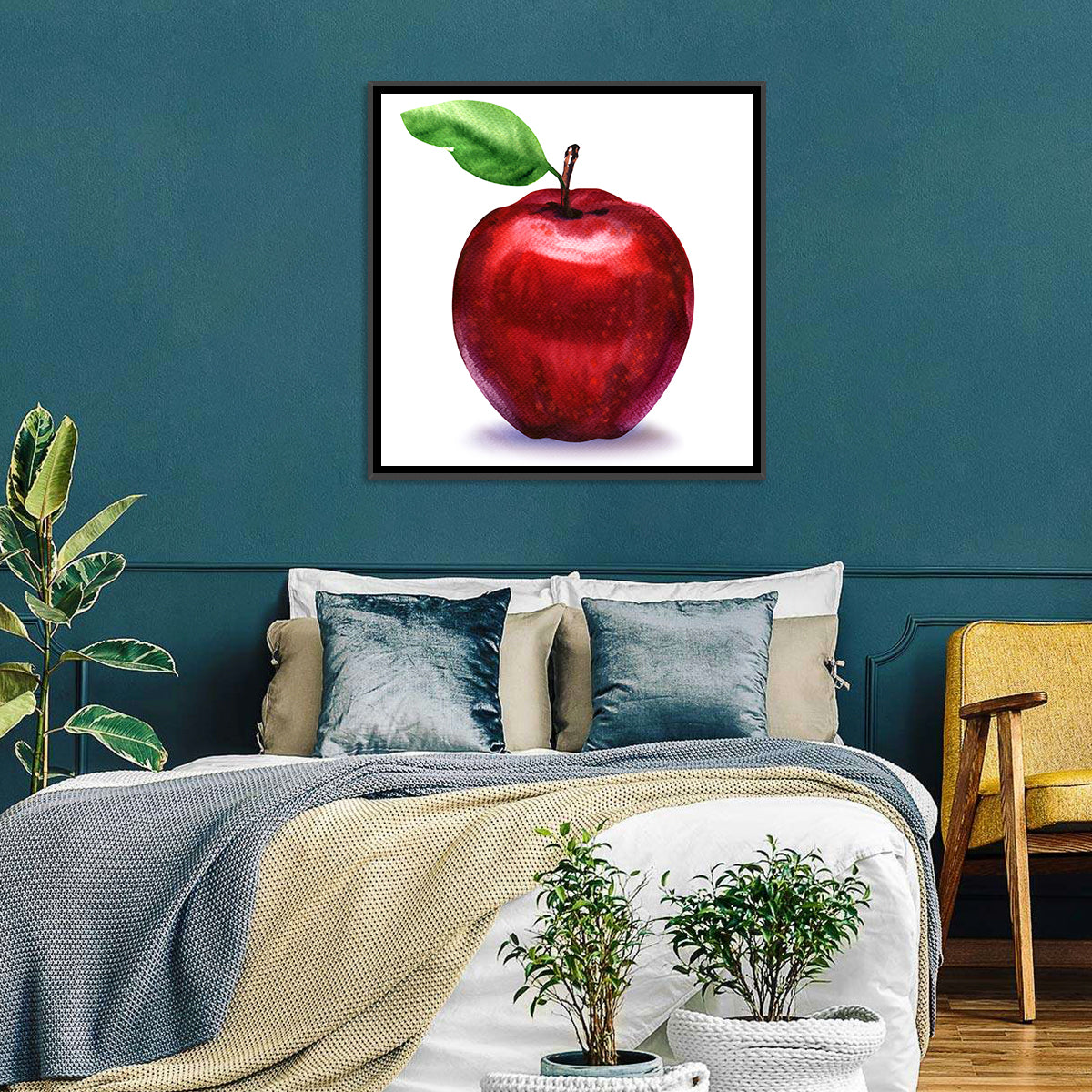 Red Apple Watercolor Wall Art