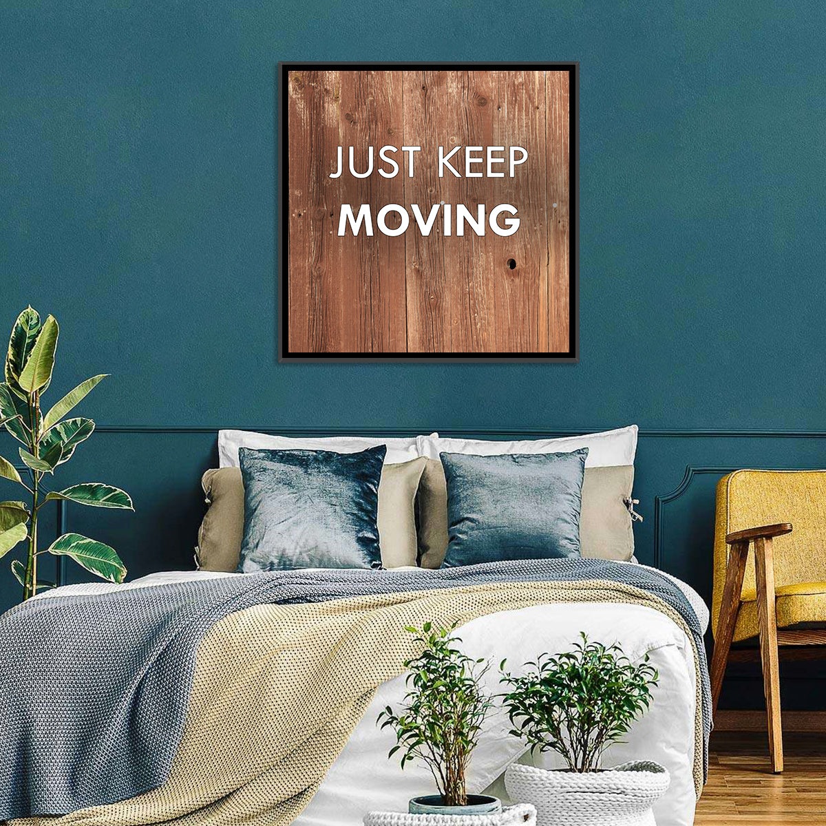 Just Keep Moving Rustic Quote Wall Art
