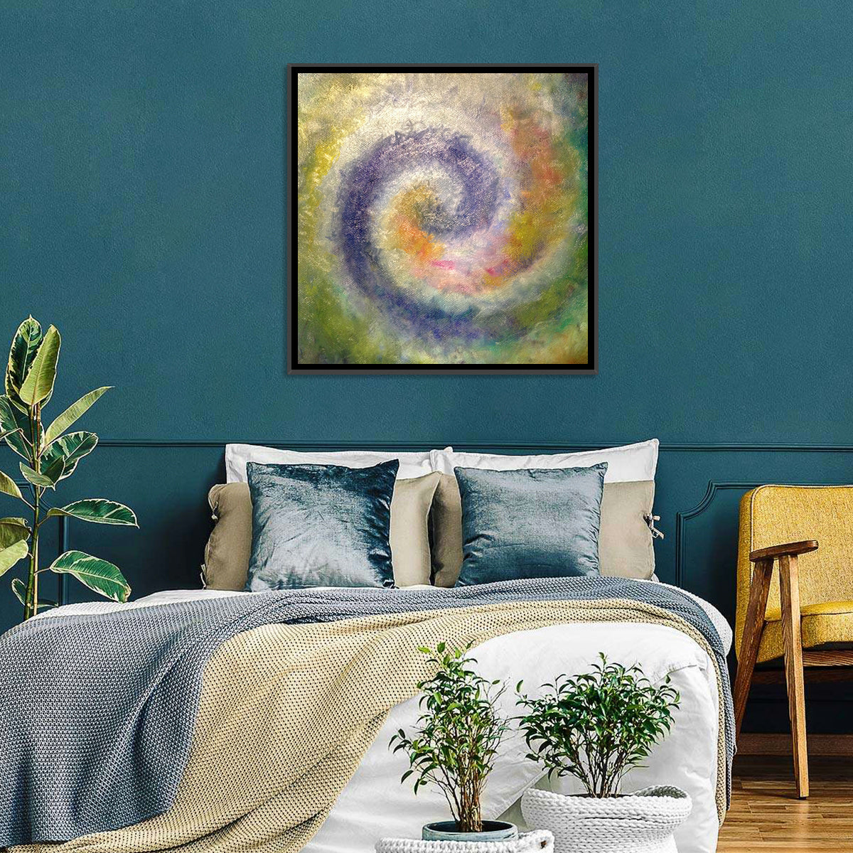 Spiral Golden Ratio Wall Art in a room, square