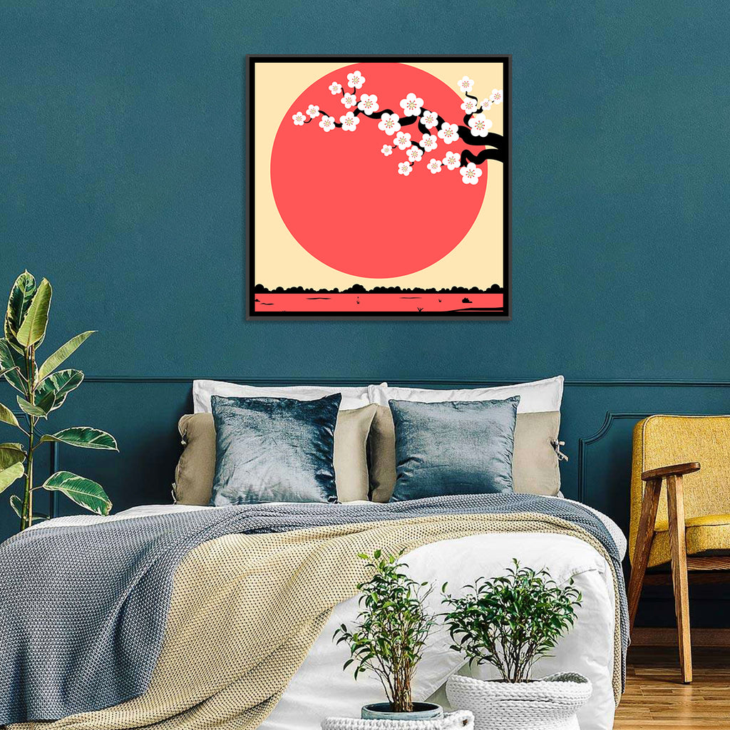 Cherry Blossom with Red Sun Wall Art