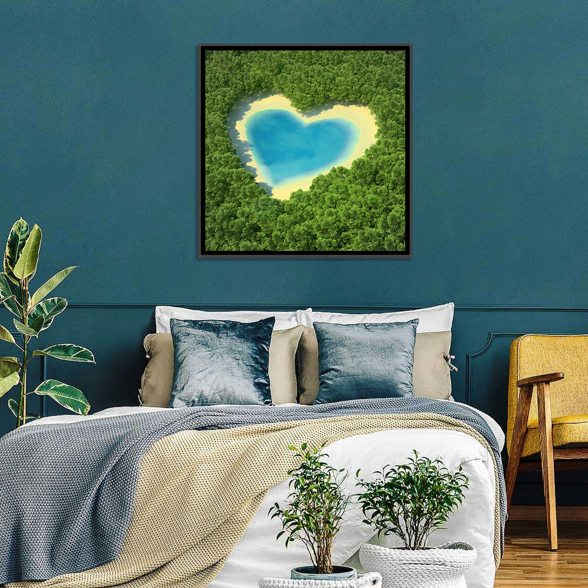Heart-shaped Pond Aerial View Wall Art