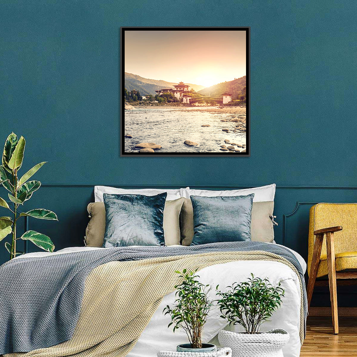 Punakha Dzong at Golden Hour Wall Art