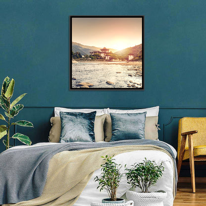 Punakha Dzong at Golden Hour Wall Art