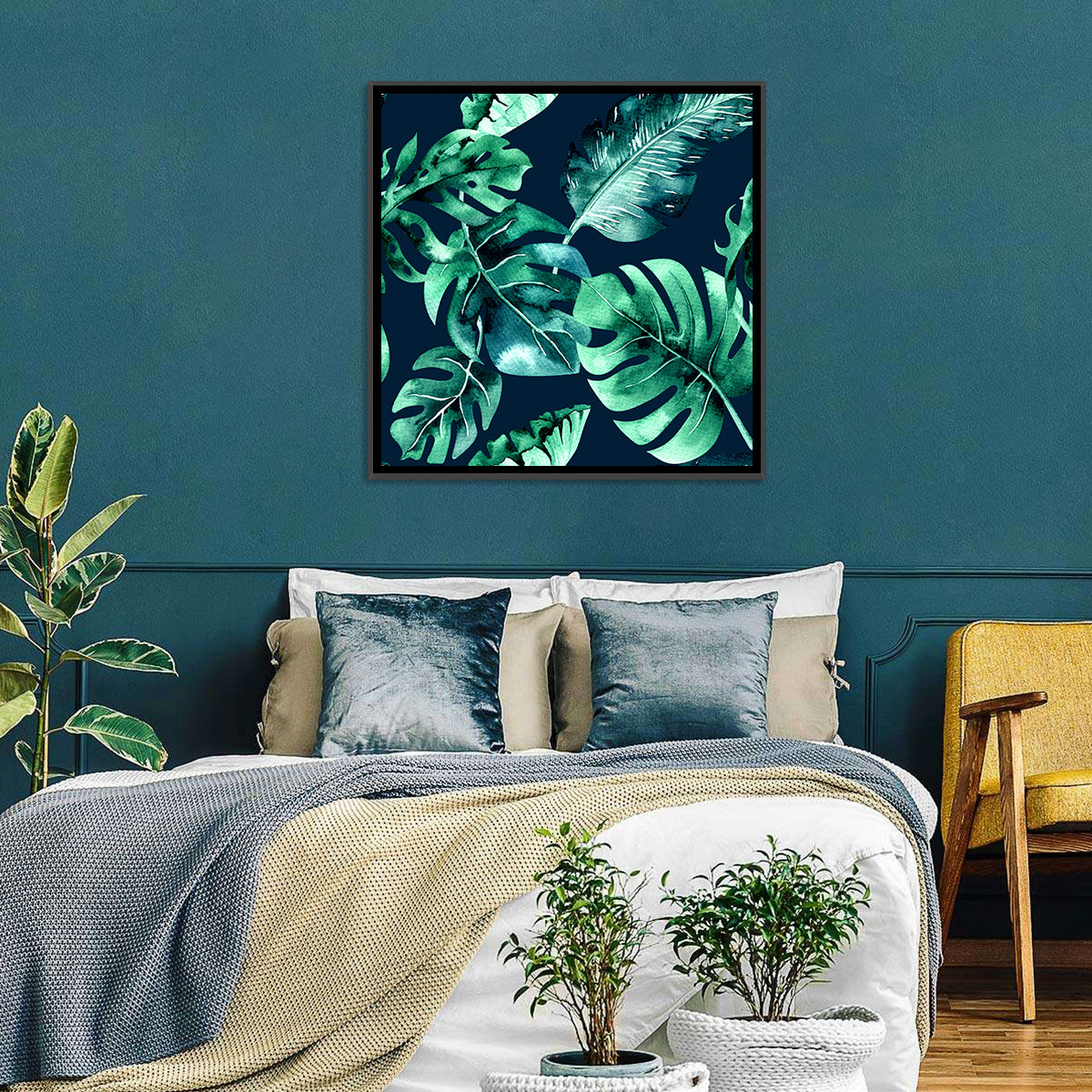 Tropical Watercolor Leaf Pattern Wall Art
