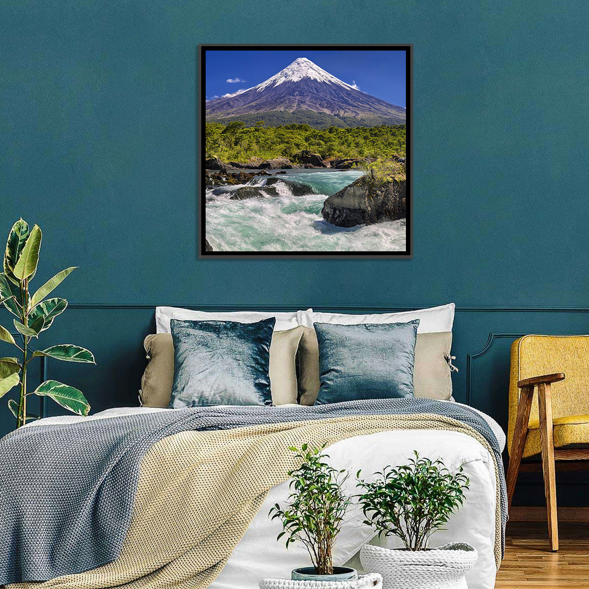 Osorno Volcano Over Petrohue Rapids Wall Art