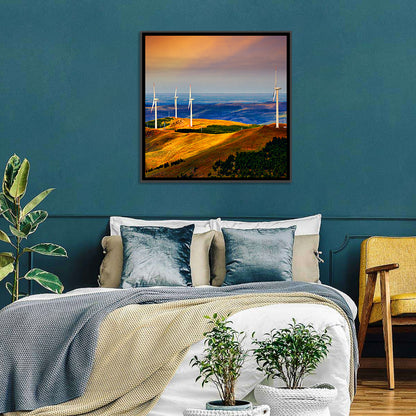 Golden Hour Wind Turbines Wall Art