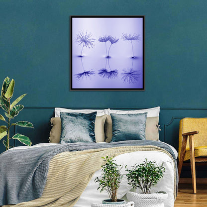 Blue Dandelion Seeds with Reflections Wall Art