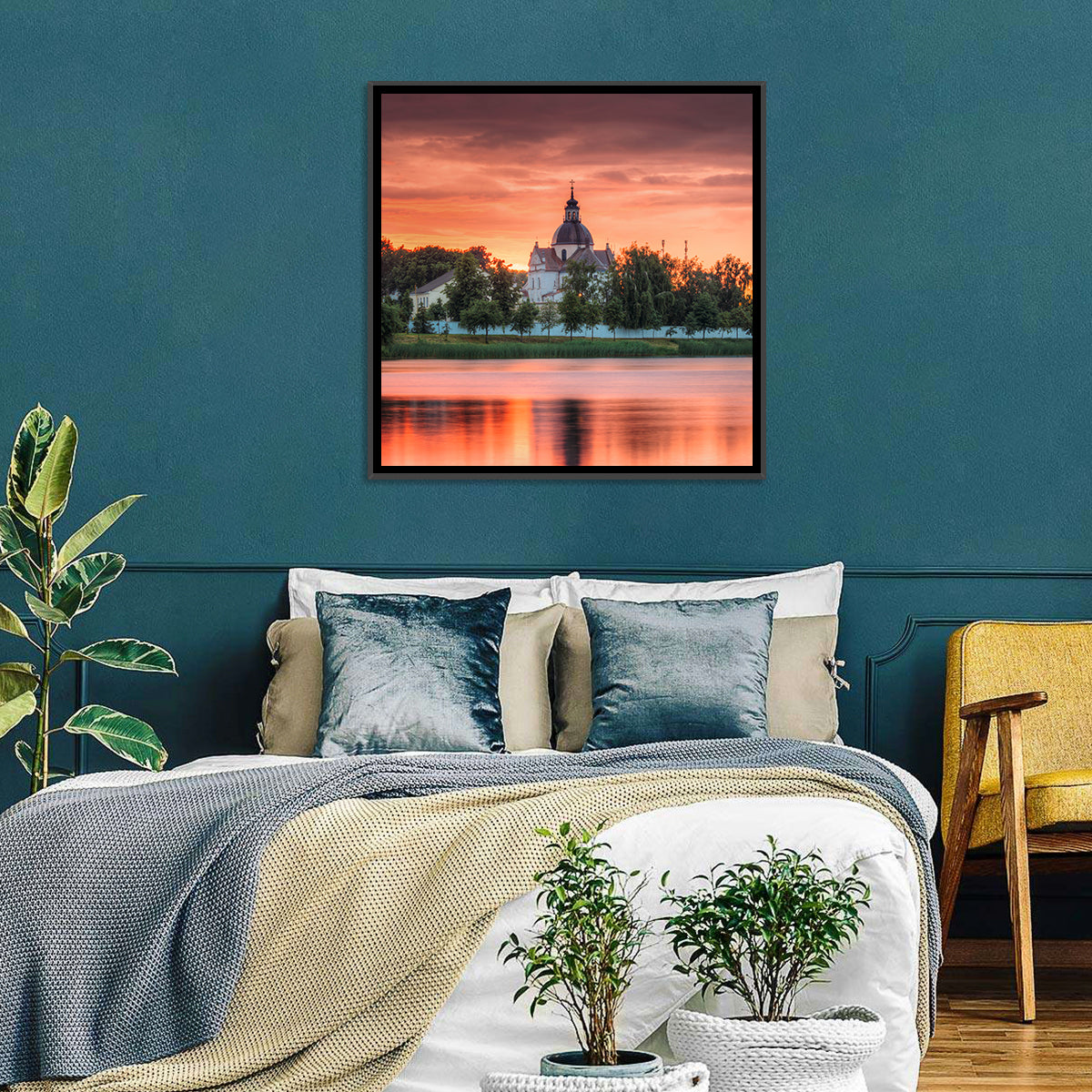 Corpus Christi Church Sunset Reflection Wall Art