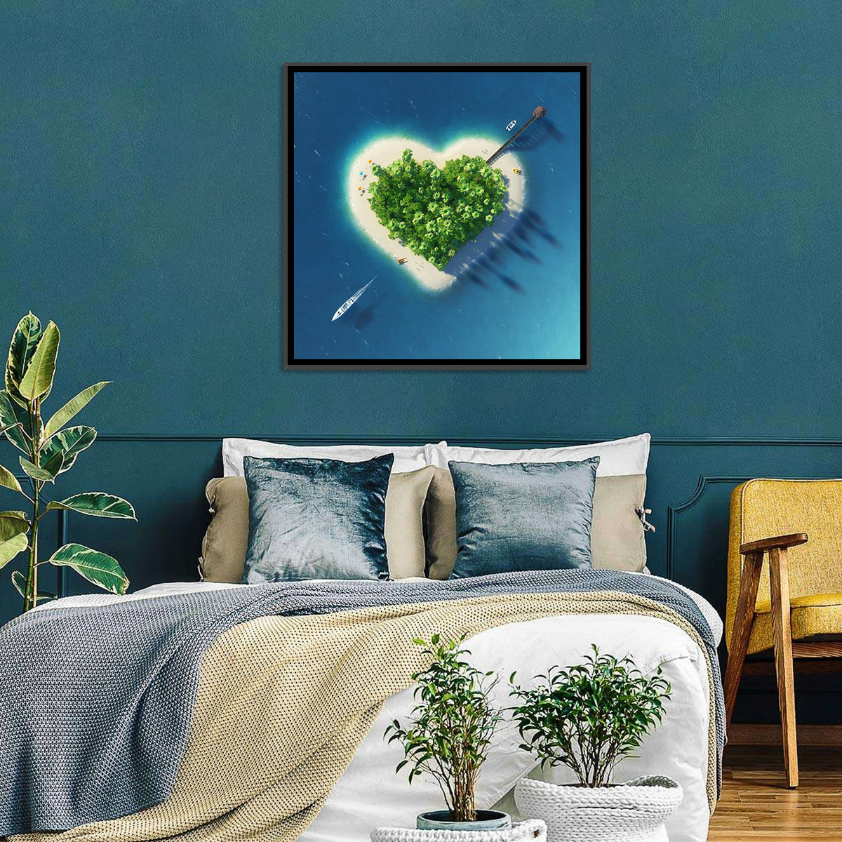 Heart-shaped Island Aerial Wall Art