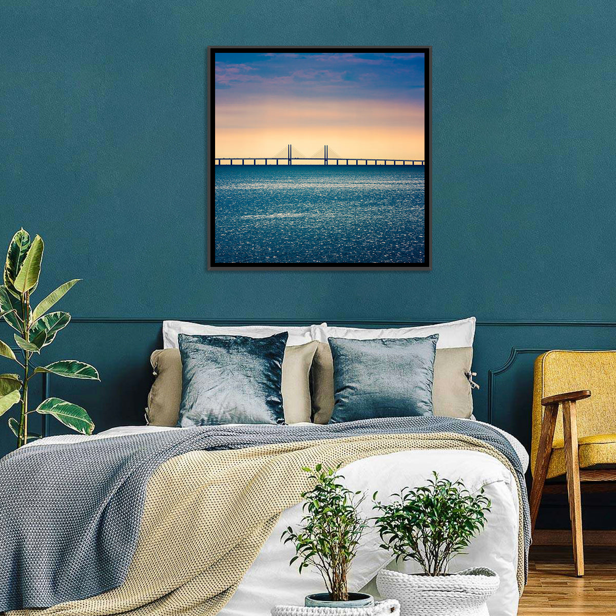 Øresund Bridge at Sunset Wall Art