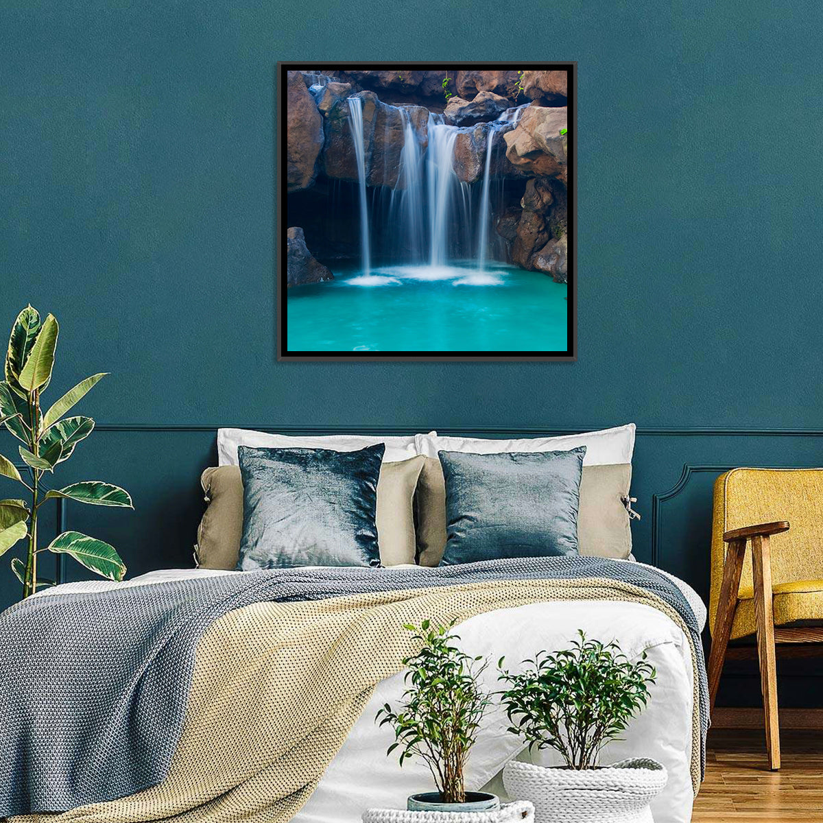 Waterfall Into Turquoise Pool Wall Art