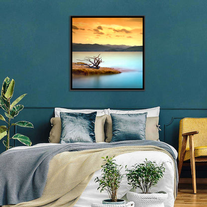 Gnarled Driftwood at Turquoise Lake Wall Art