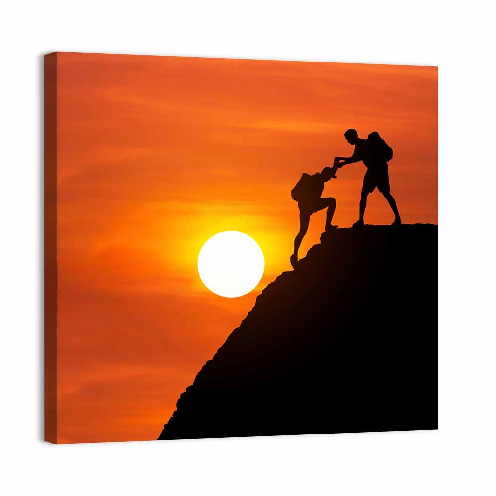 Mountaineer Silhouette at Sunset Wall Art